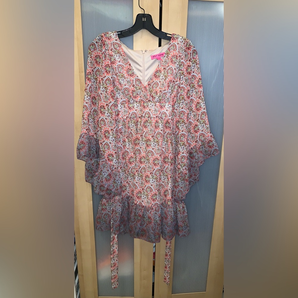 Betsey Johnson floral print mini dress with ruffle details Size 4